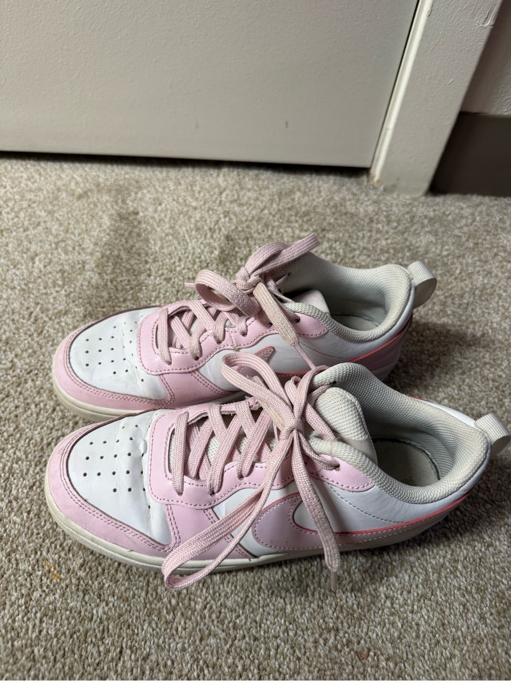 Nike Pink and White Low-Top Sneakers